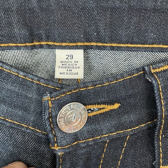 True Religion Jeans Women’s 29 Dark Wash Blue Denim STRAIGHT World Tour Stretch - Picture 8 of 10